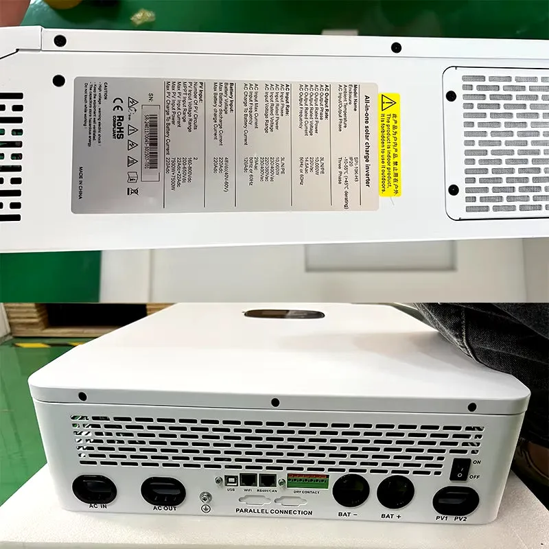 12KW 48V Hybrid Solar Inverter Pure Sine 48V 220V/400VAC Dual MPPT 260A Solar Charge Controller PV 800VDC Single Three-Phase