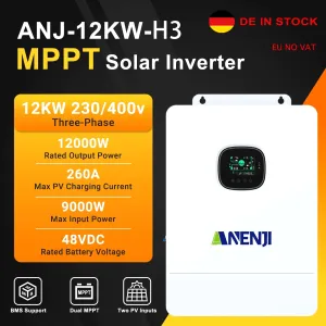 12KW 48V Hybrid Solar Inverter Pure Sine 48V 220V/400VAC Dual MPPT 260A Solar Charge Controller PV 800VDC Single Three-Phase