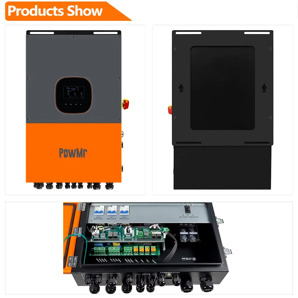 12KW 48V Split Phase Solar Inverter 120Vac/208Vac/240Vac Output Build in MPPT 200A Controller&Wi-Fi Max PV 600Vdc Input