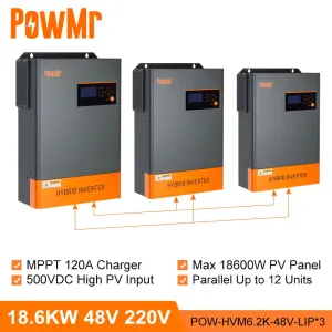 18.6KW Hybrid Solar Inverter 48V 220V/380V 3 Phase Inverter 15KW with MPPT 80A Solar Controller Work without Battery