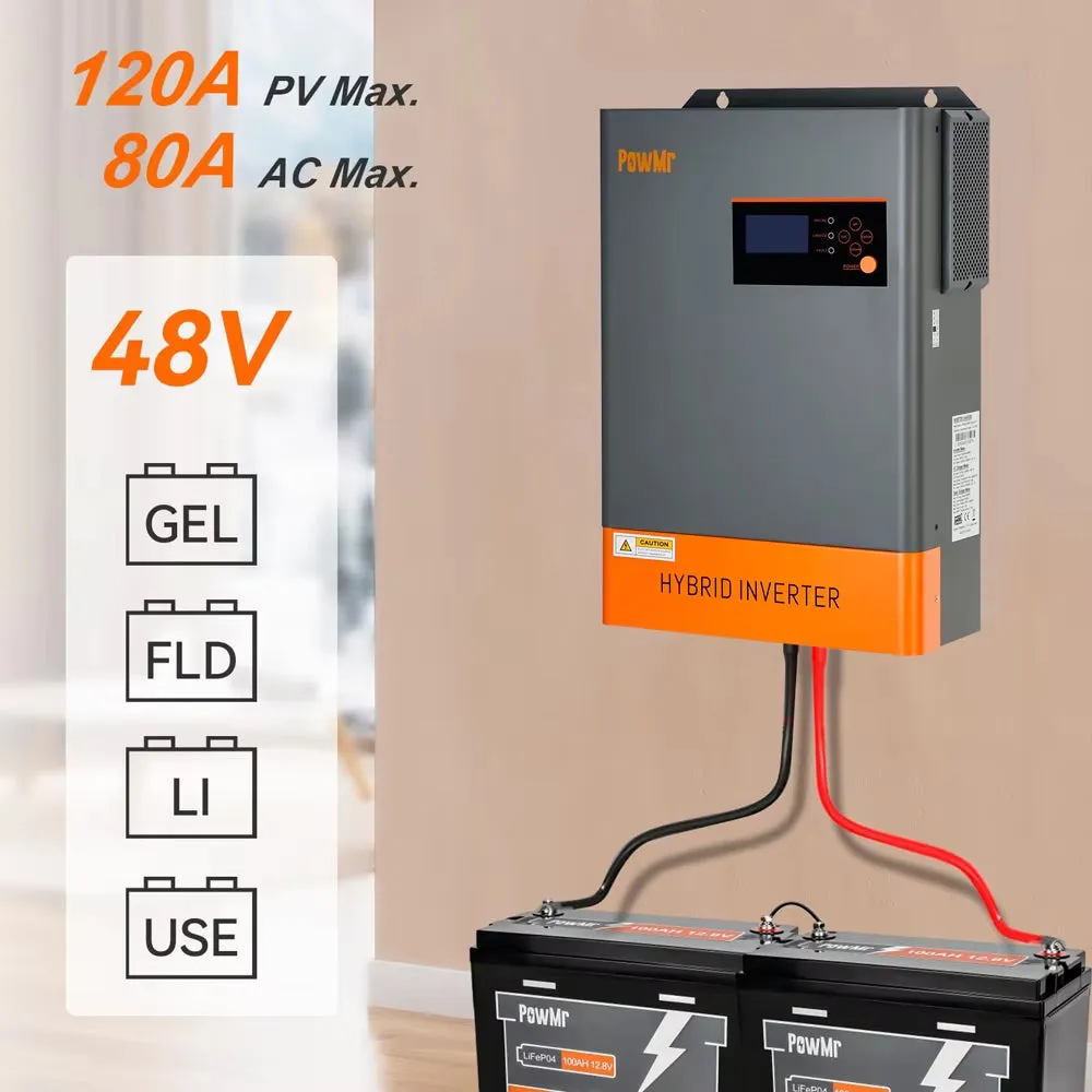 18.6KW Three Phase Hybrid Solar Inverter 48V to 220VAC/380VAC with 120A MPPT Solar Charge Controller Can Parallel 12 Units