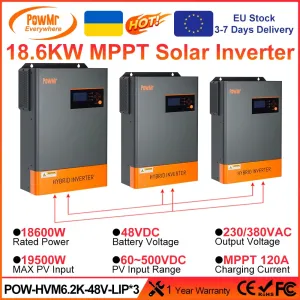 18.6KW Three Phase Hybrid Solar Inverter 48V to 220VAC/380VAC with 120A MPPT Solar Charge Controller Can Parallel 12 Units