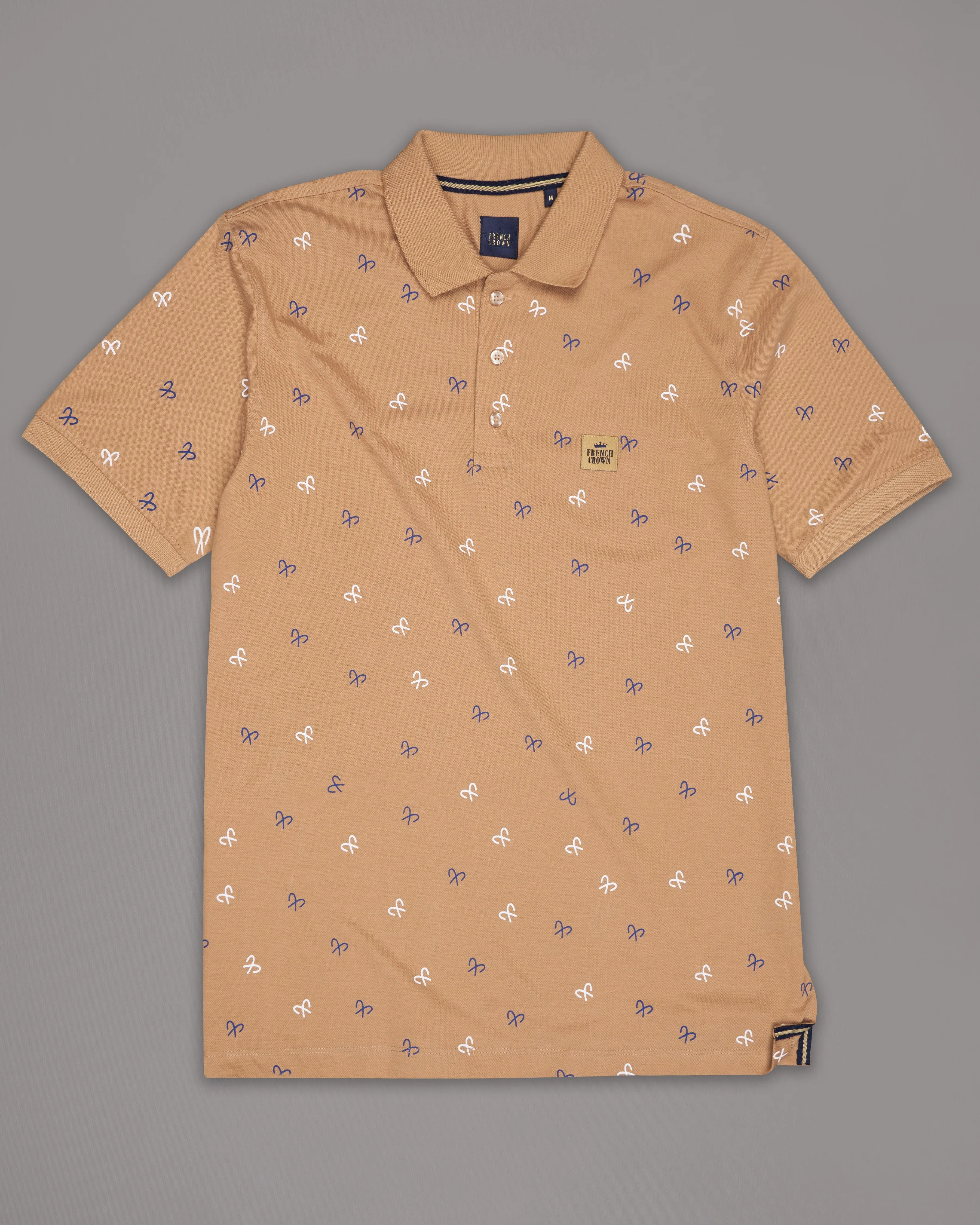 Antique Brass Brown Textured Organic Cotton Mercerised Pique Polo