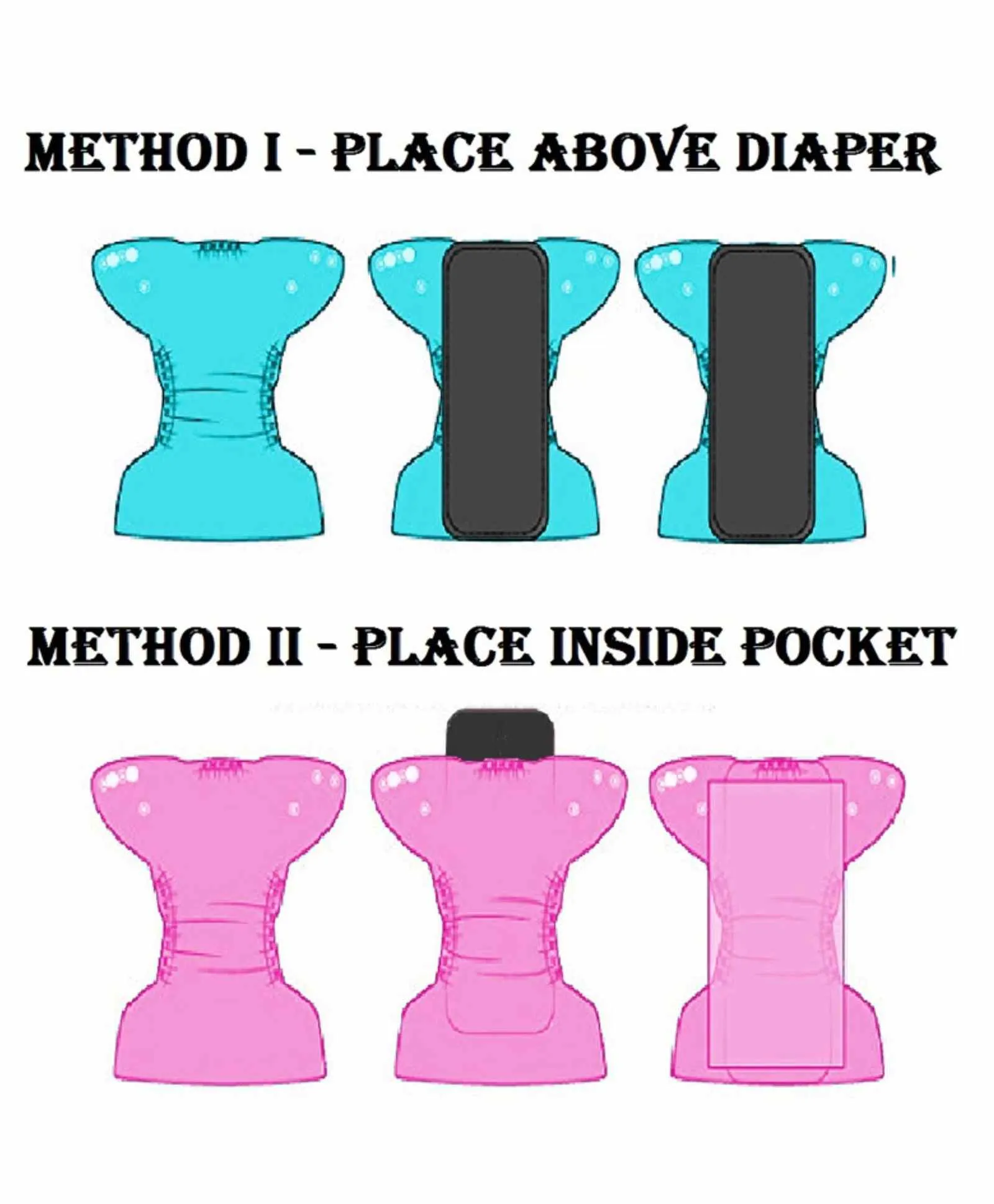 Babymoon Free Size Washable & Reusable 4 Cloth Diapers With 4 Grey Insert - Pack of 8