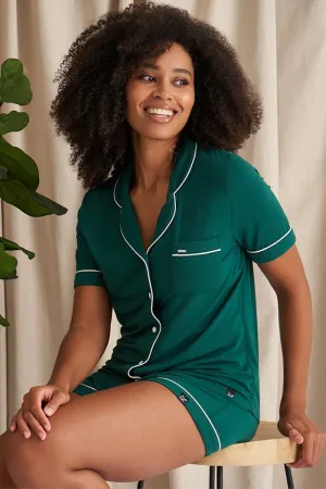 Bamboo Shirt Short Set in Green