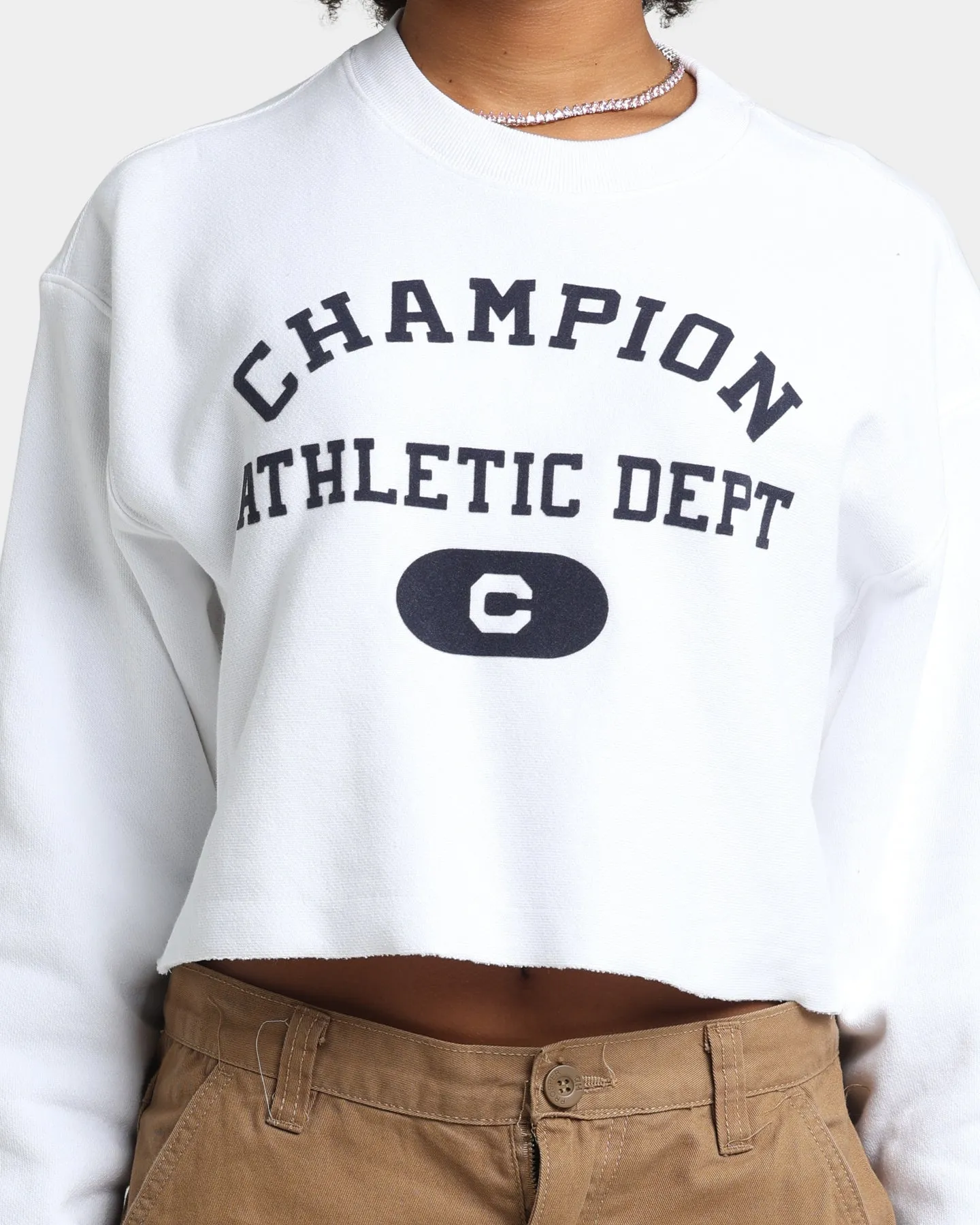 Champion Women's RB Archive Cropped Crewneck White