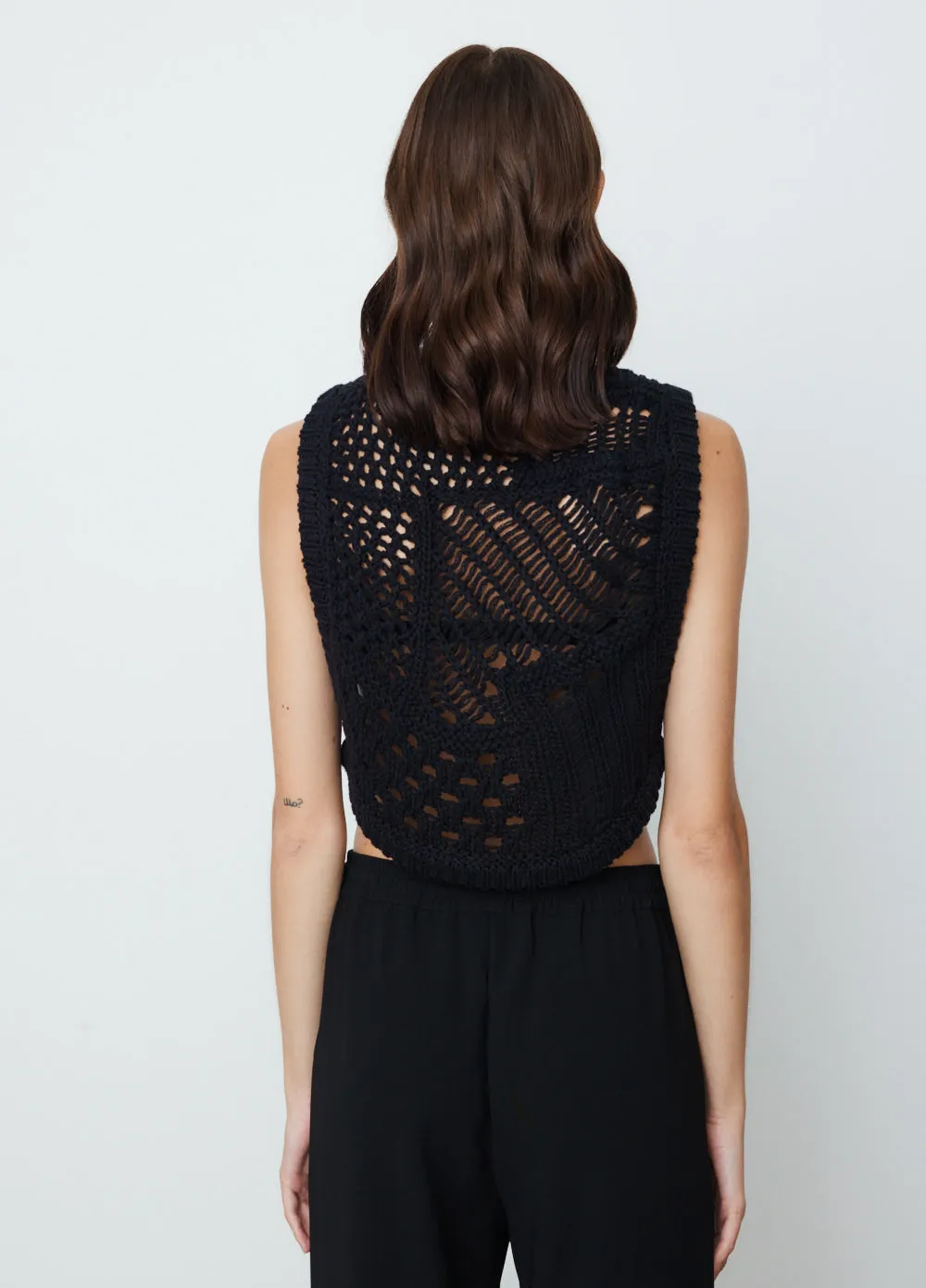 Crochet Knit Vest Black