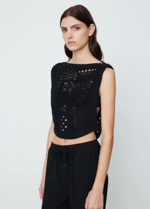Crochet Knit Vest Black