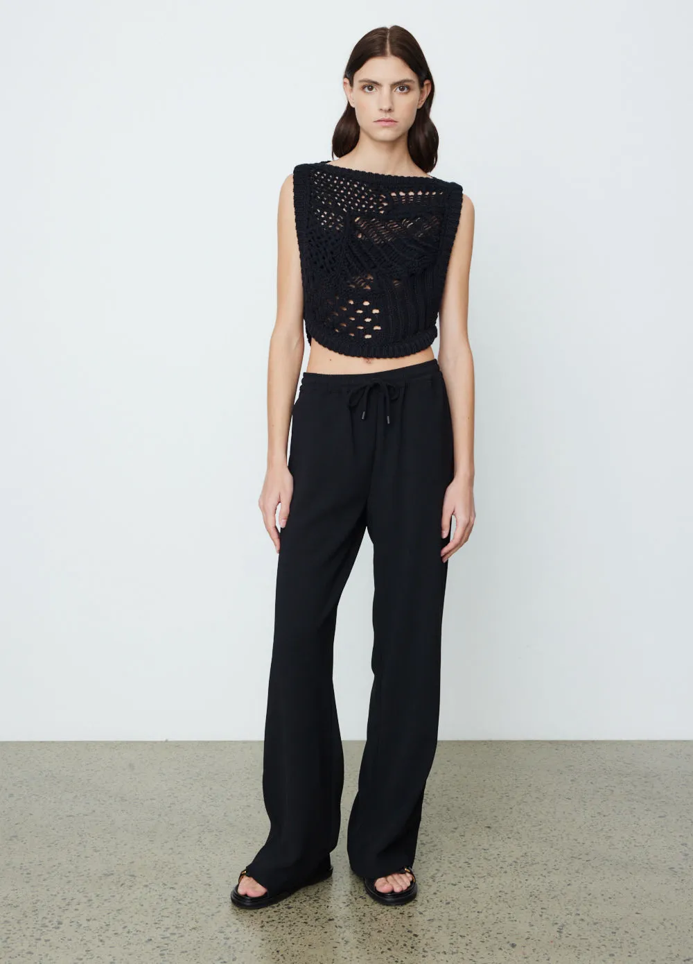 Crochet Knit Vest Black