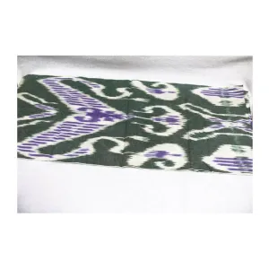 Hand-dyed, Handwoven,Ikat Fabric, Cotton White, Green and Purple