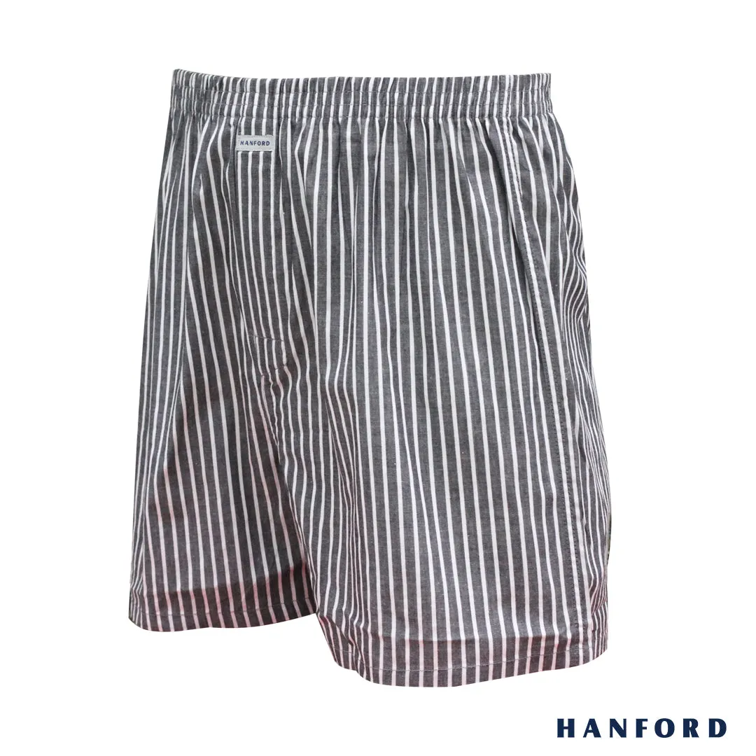 Hanford Men 100% Premium Cotton Woven Boxer Shorts Stiles - Stripe (1PC/SinglePack)