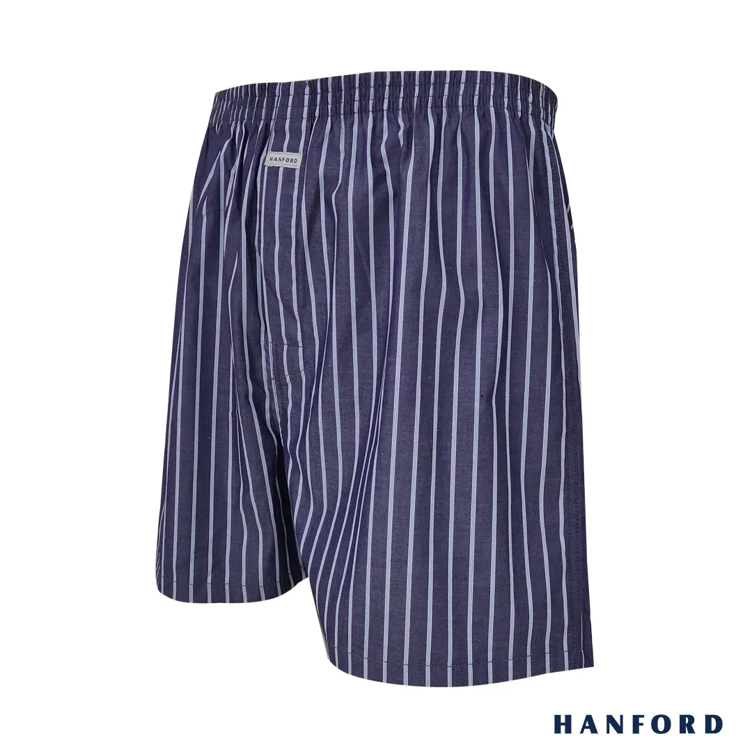 Hanford Men 100% Premium Cotton Woven Boxer Shorts Stiles - Stripe (1PC/SinglePack)