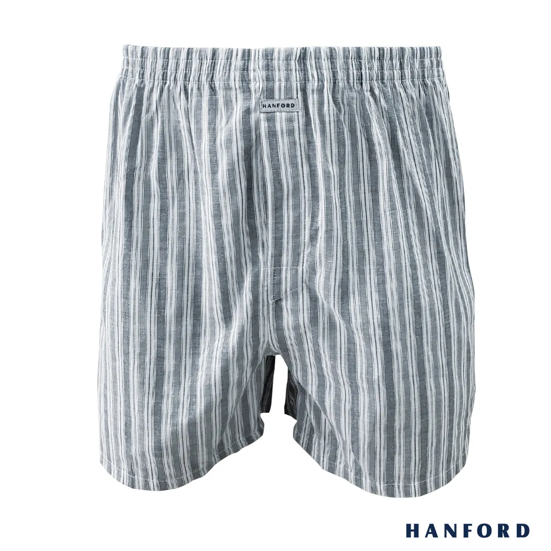 Hanford Men 100% Premium Cotton Woven Boxer Shorts Stiles - Stripe (1PC/SinglePack)
