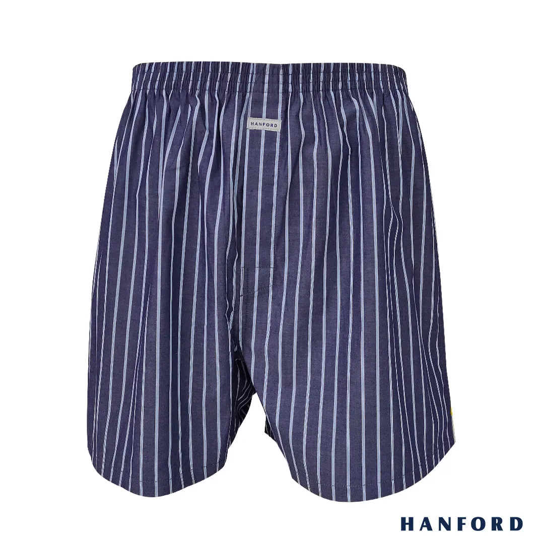 Hanford Men 100% Premium Cotton Woven Boxer Shorts Stiles - Stripe (1PC/SinglePack)