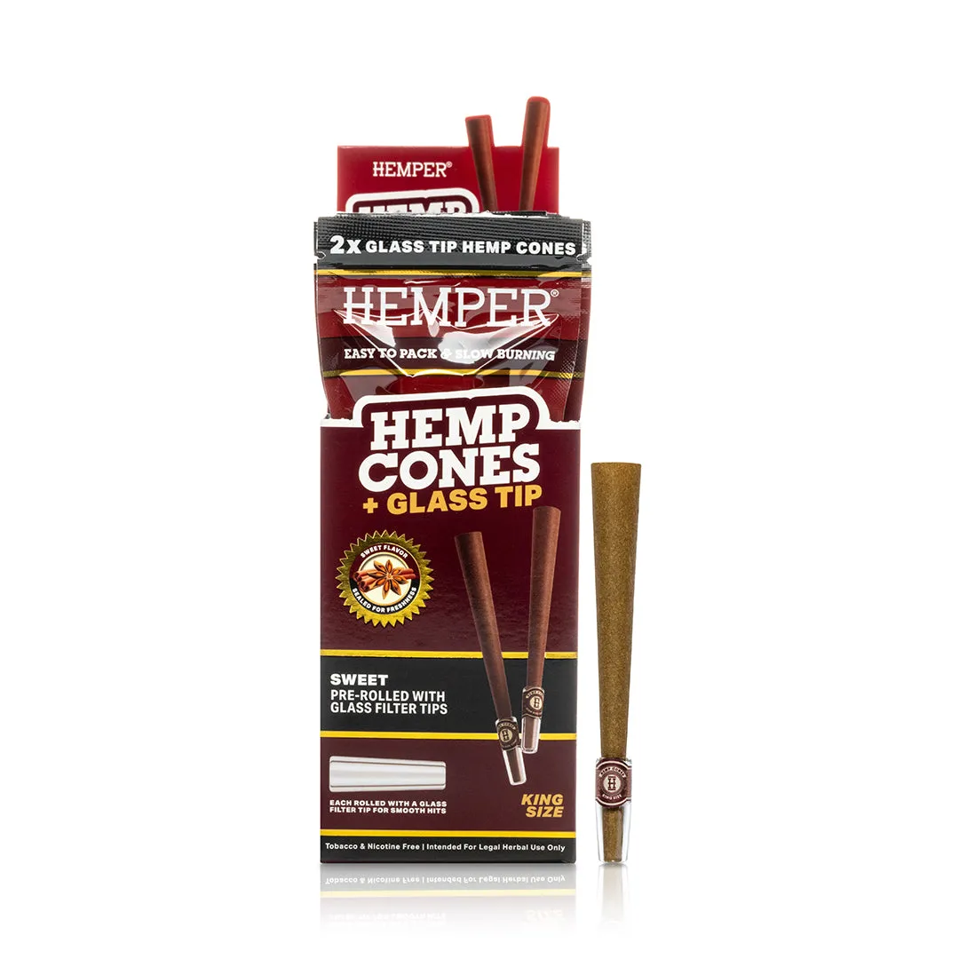 Hemper - King Size Hemp Cones   Glass Tip | 2PK
