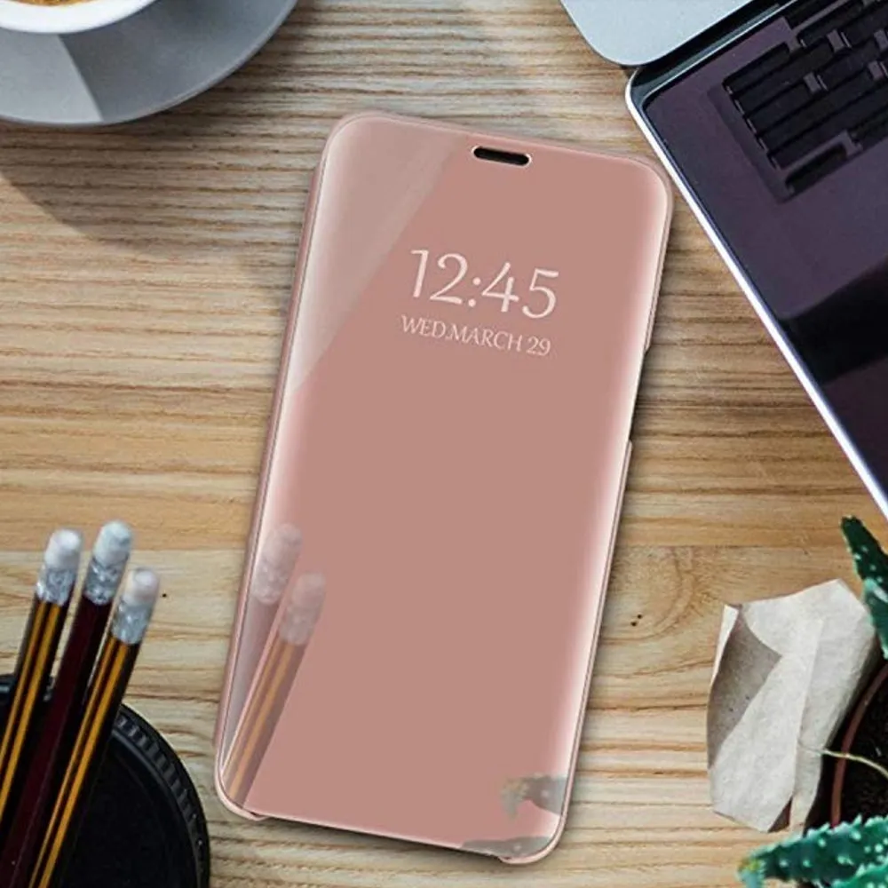 Huawei P Smart Pro Clear View Wallet Case - Rose Gold Pink