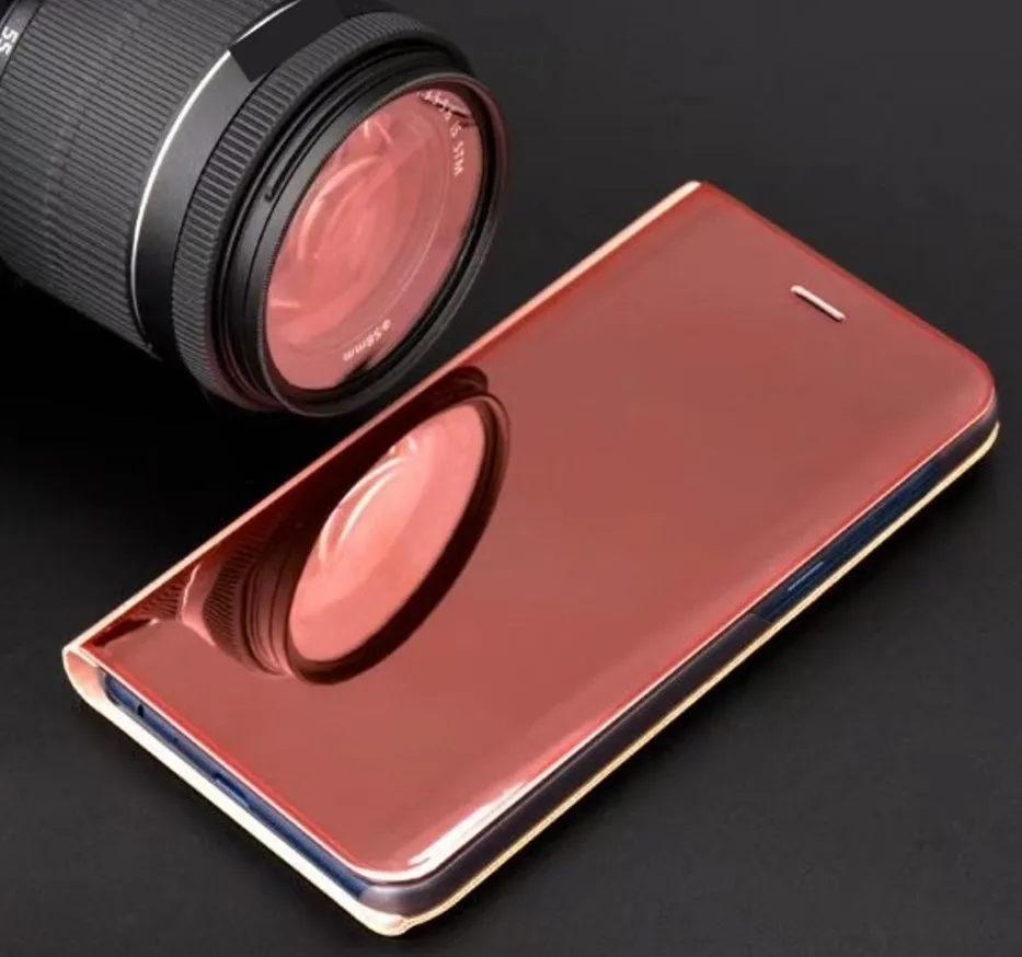 Huawei P Smart Pro Clear View Wallet Case - Rose Gold Pink
