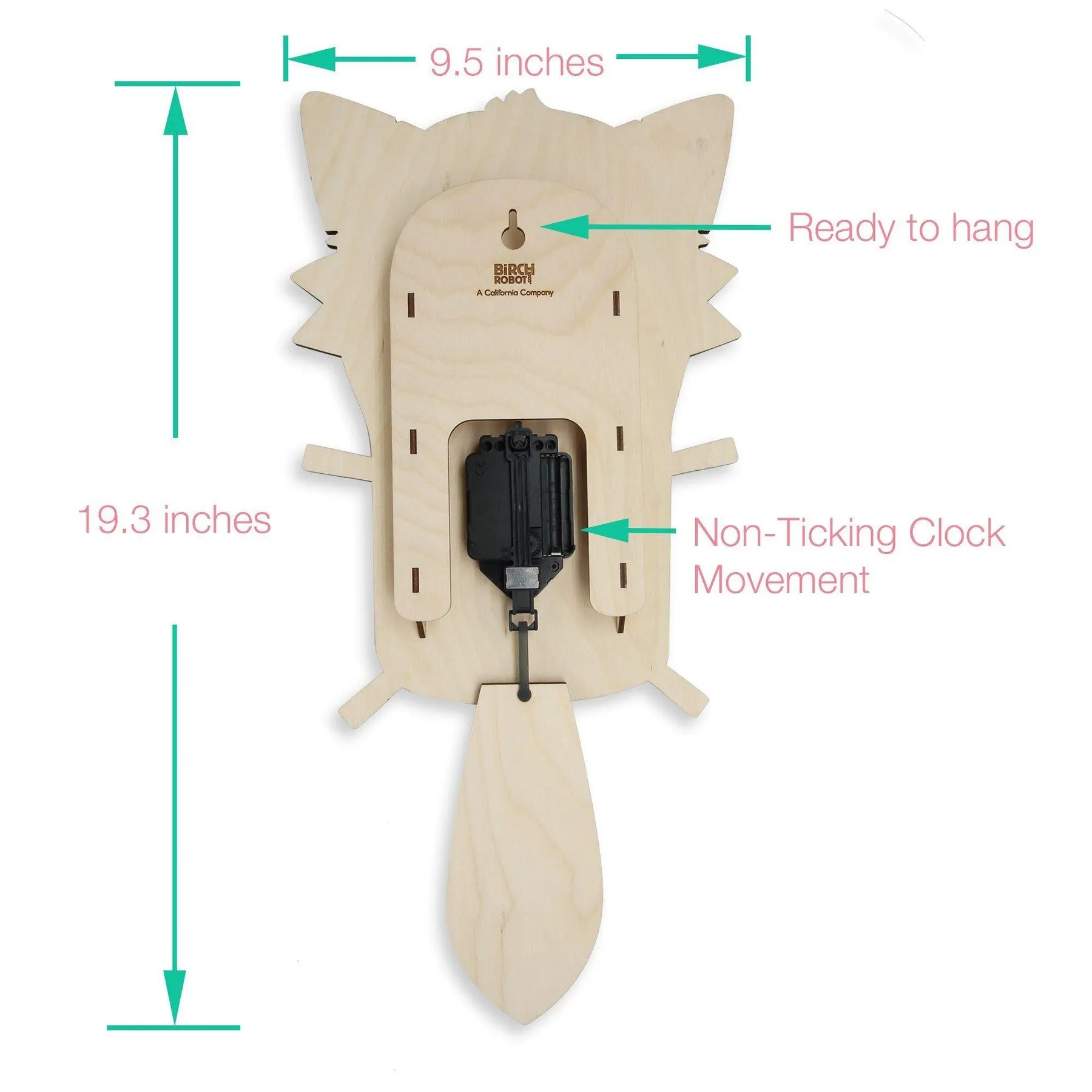 Hunter the Fox Single Pendulum Clock by Birch Robot