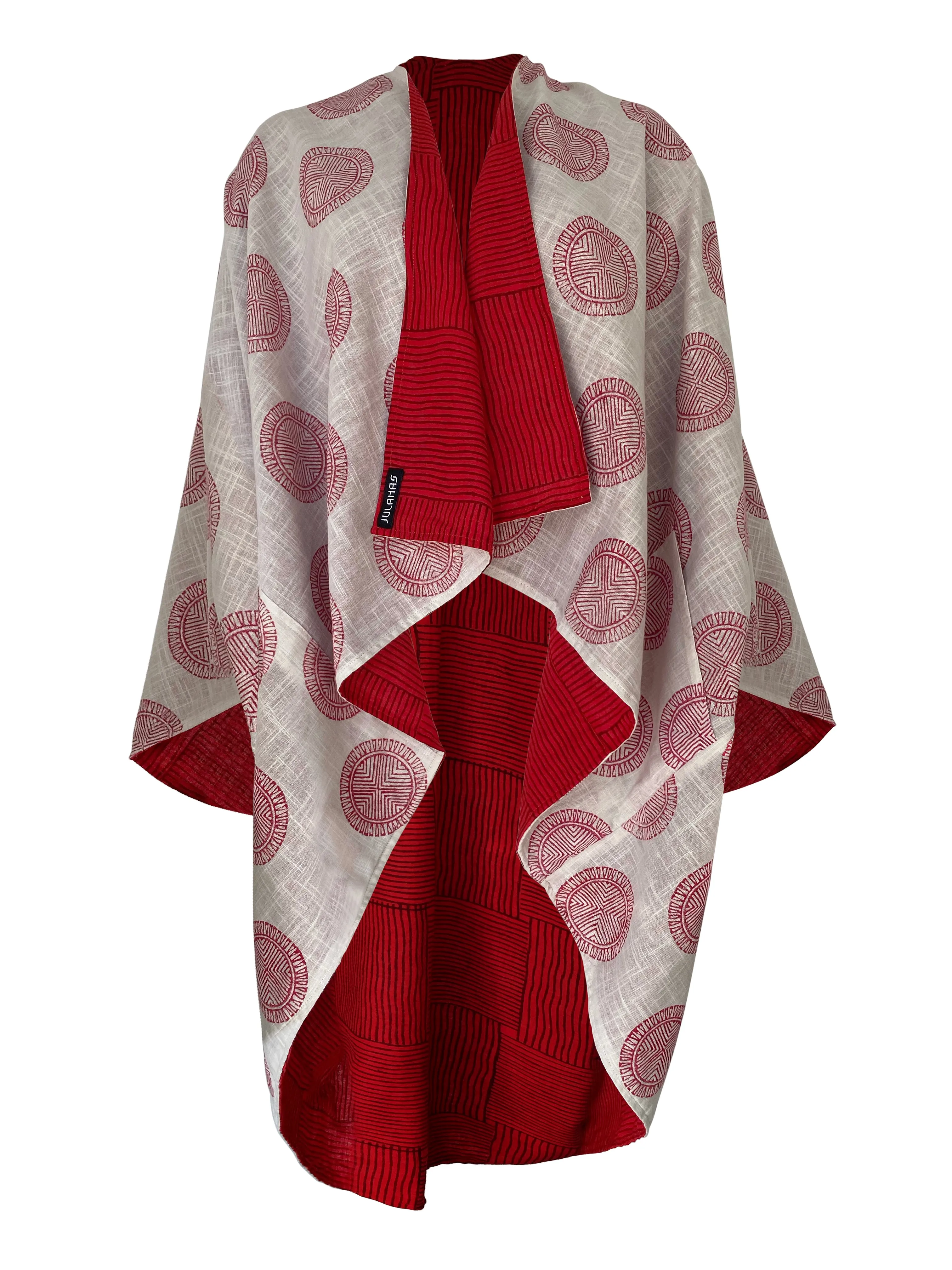 JIVA Premium Quality Cotton Kimono Robe in Fiery Red