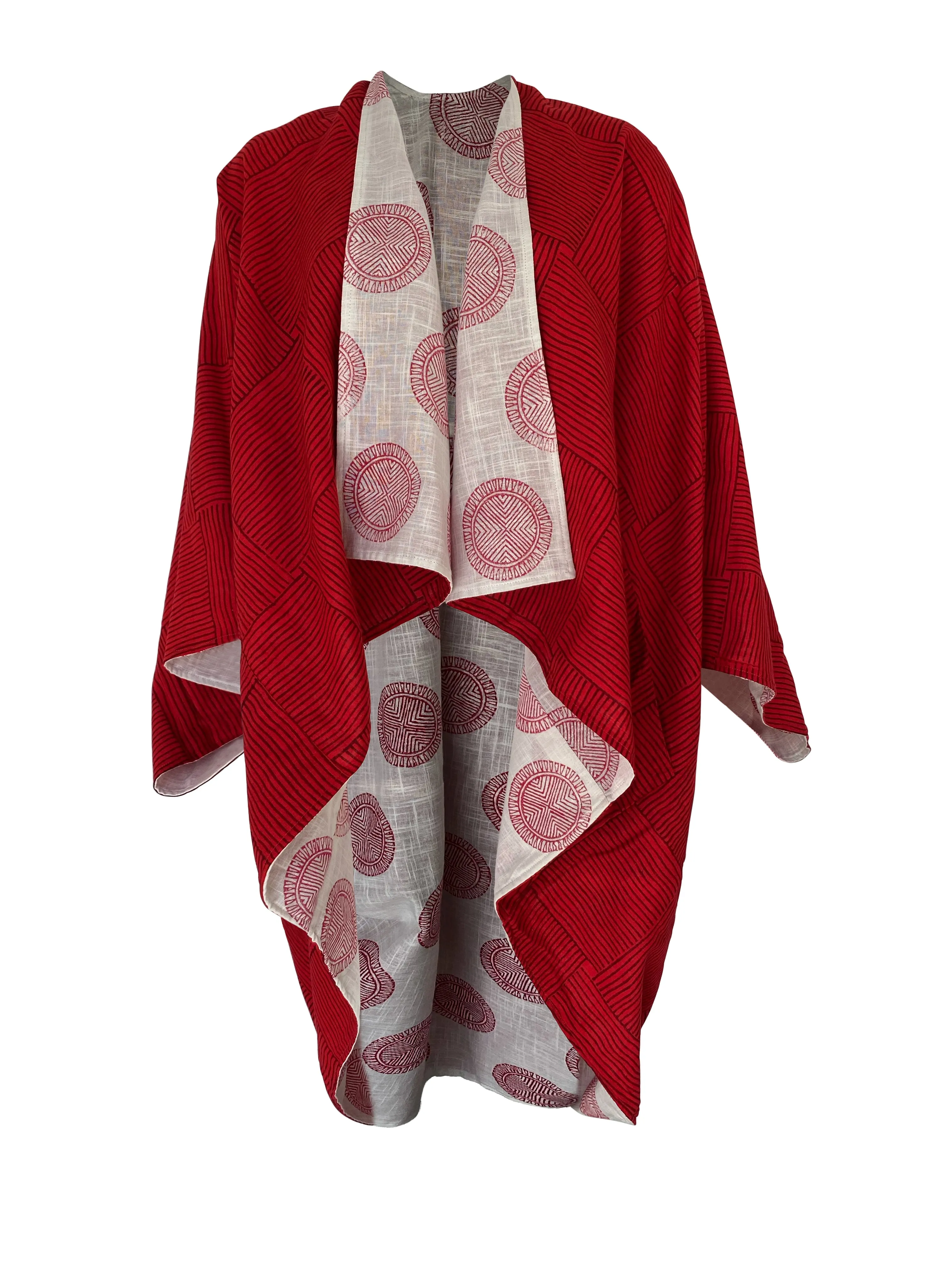 JIVA Premium Quality Cotton Kimono Robe in Fiery Red