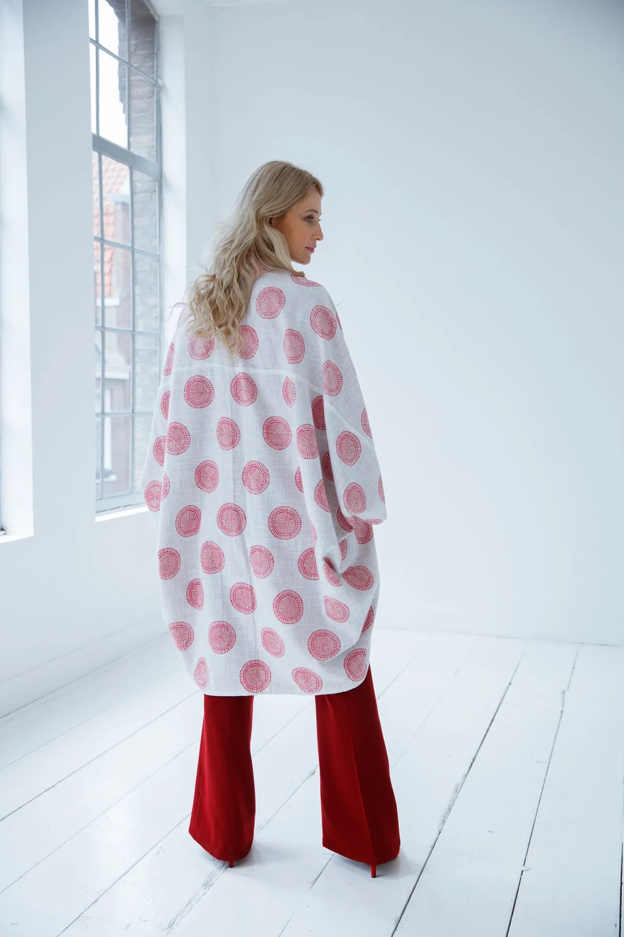 JIVA Premium Quality Cotton Kimono Robe in Fiery Red