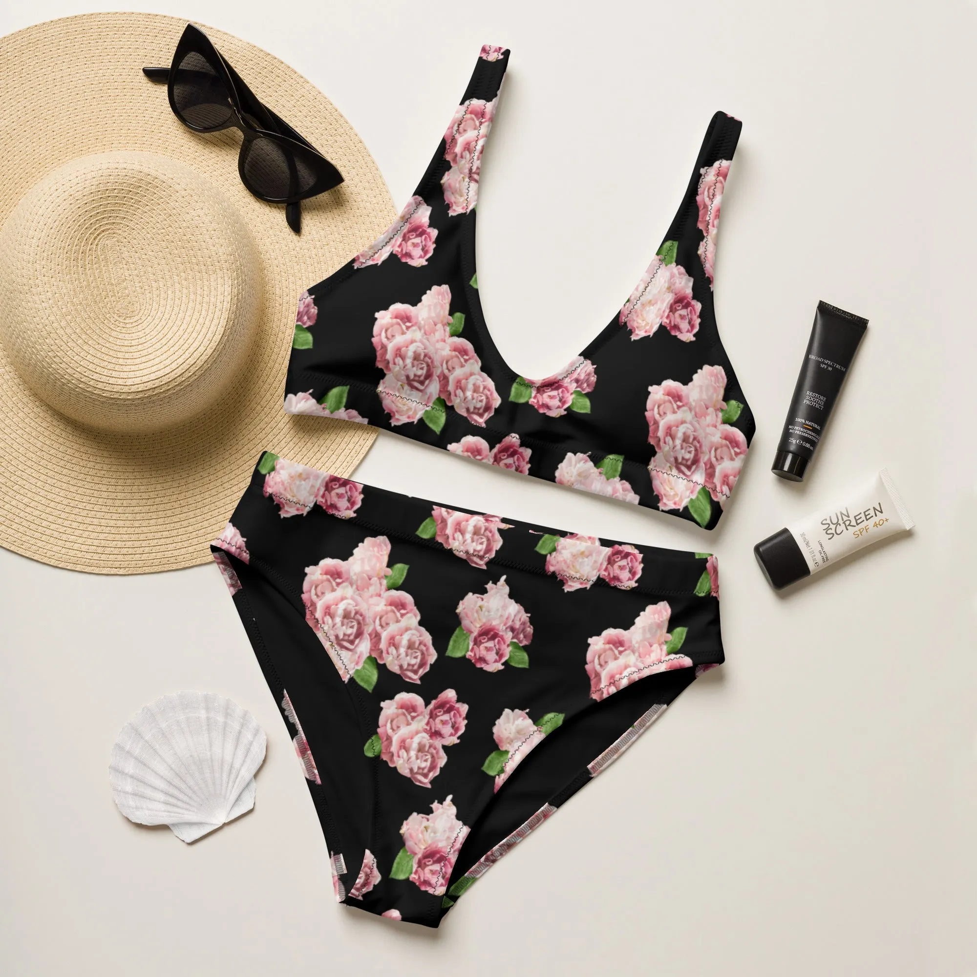 Ladies Recycled high-waisted bikini-Roses