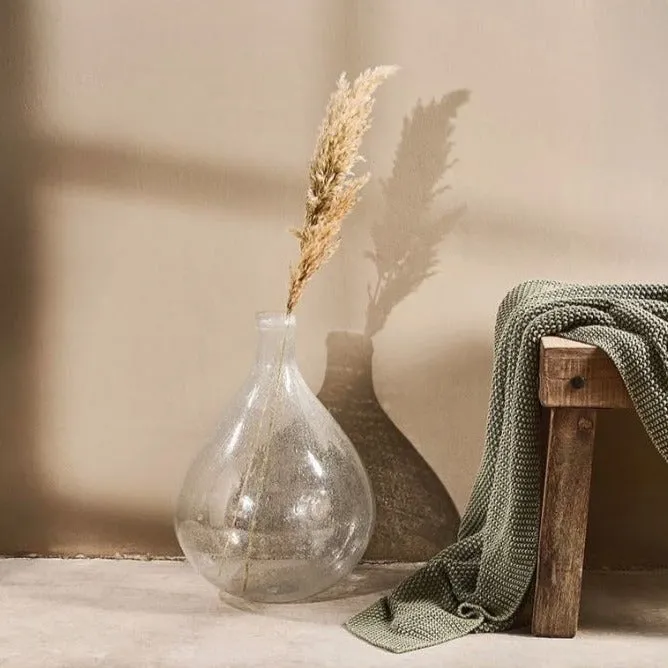 Large Mouth-Blown Recycled Glass Bottle Vase