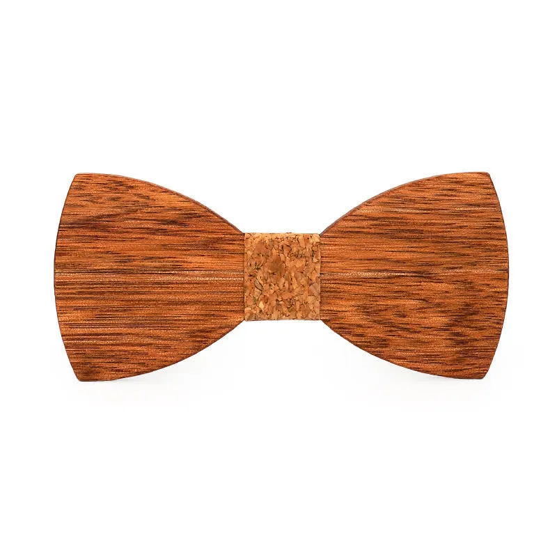 Men's Vintage Begonia Wooden Bow Tie