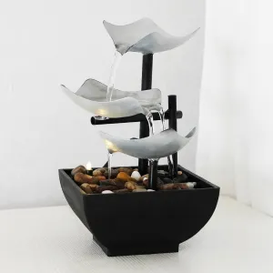Elegant Minimalist Feng Shui Indoor Flowing Water Fountain with LED Light