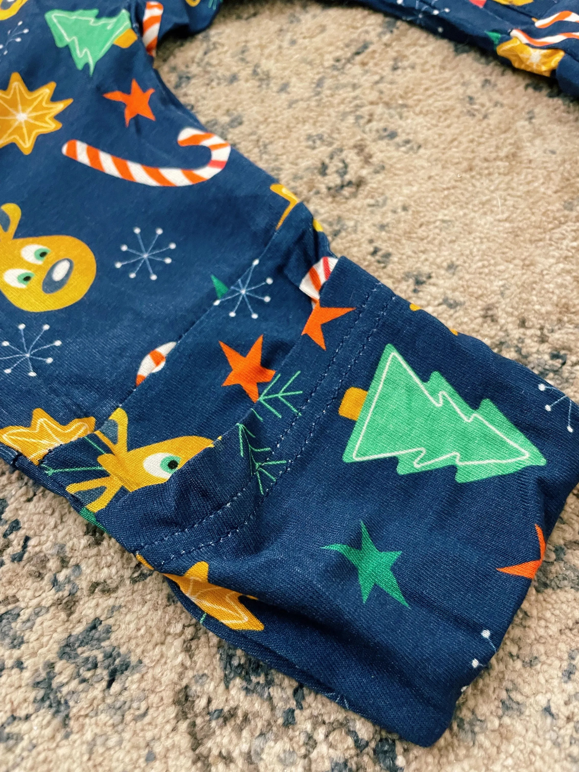 Navy Kids Christmas Eve 2 Way Zip Bamboo PJS