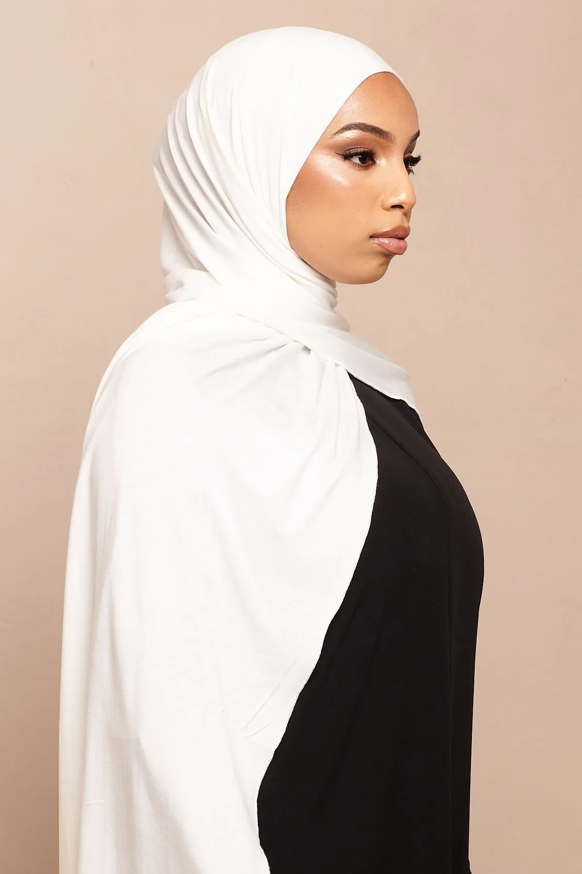 Pure White Bamboo Jersey Hijab