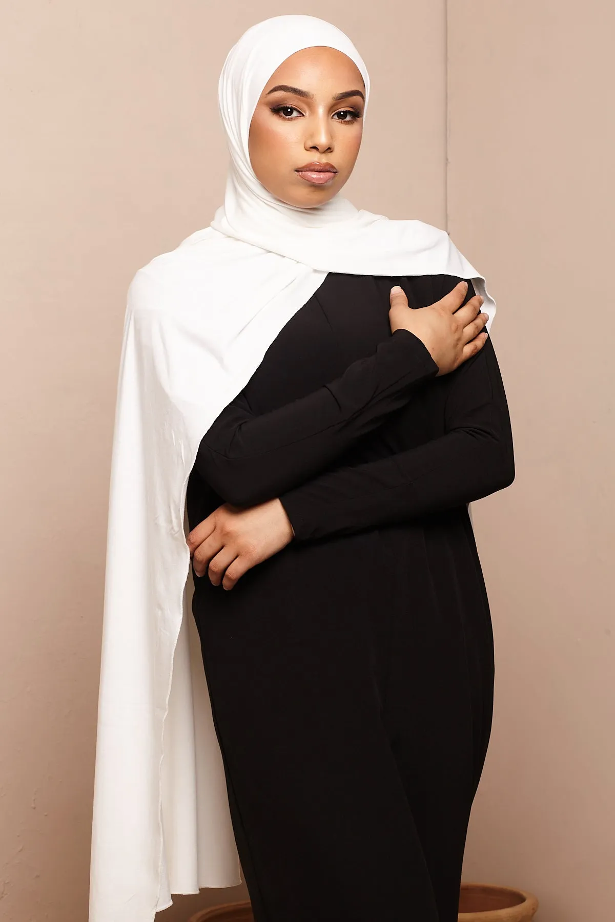 Pure White Bamboo Jersey Hijab