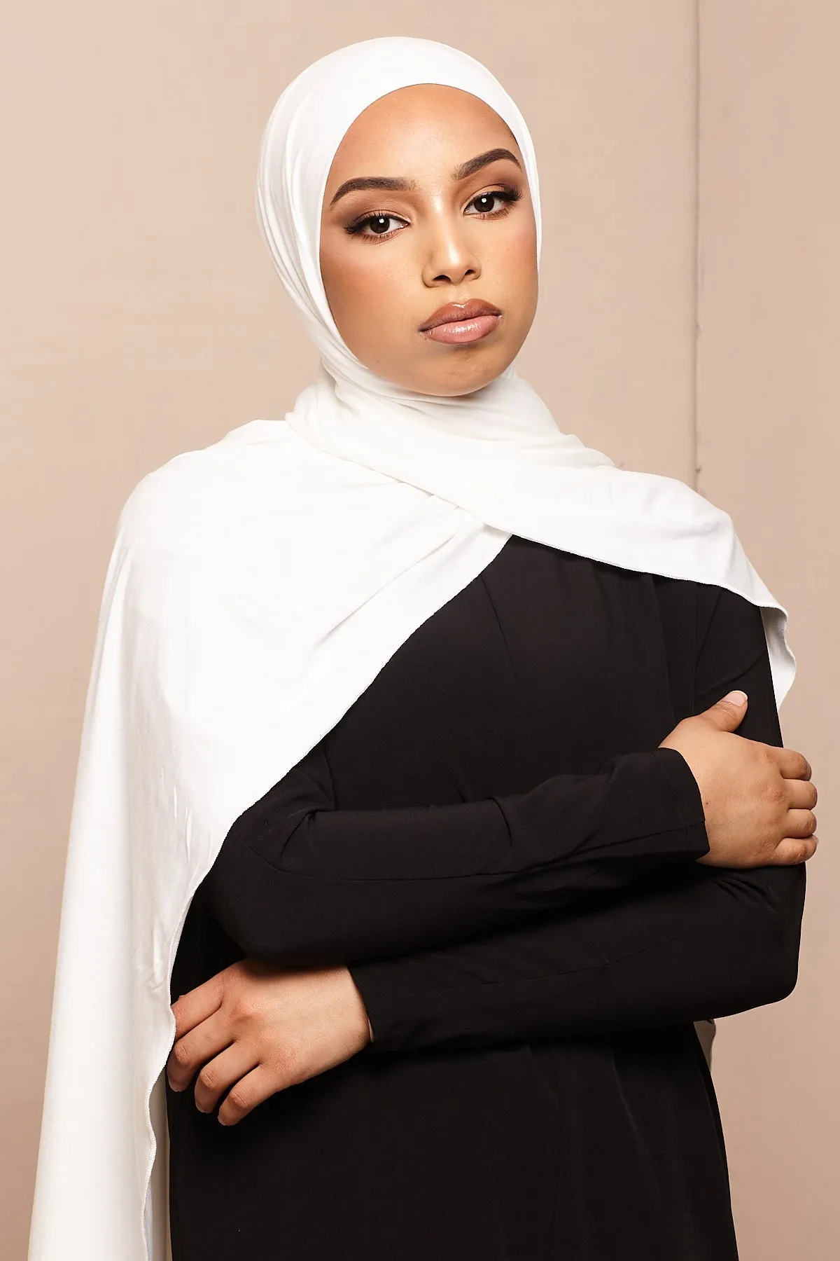 Pure White Bamboo Jersey Hijab
