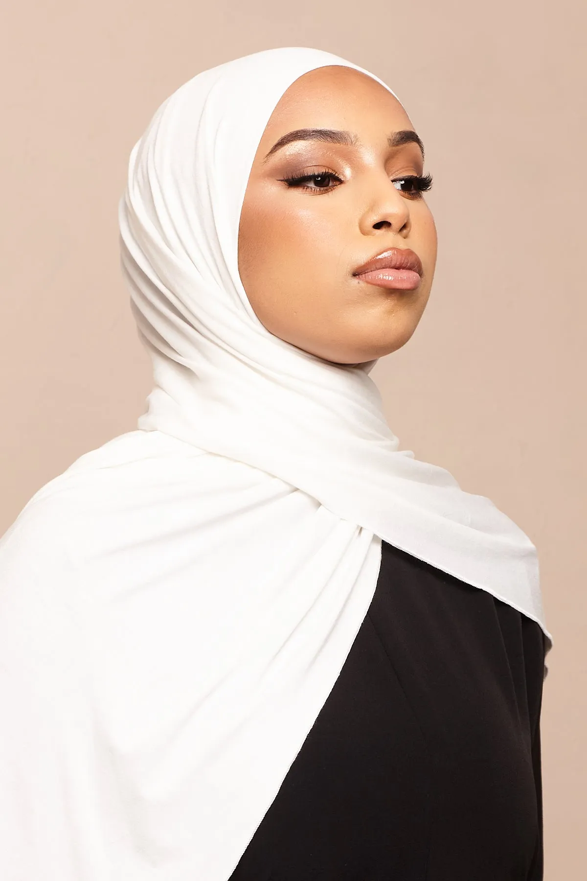 Pure White Bamboo Jersey Hijab