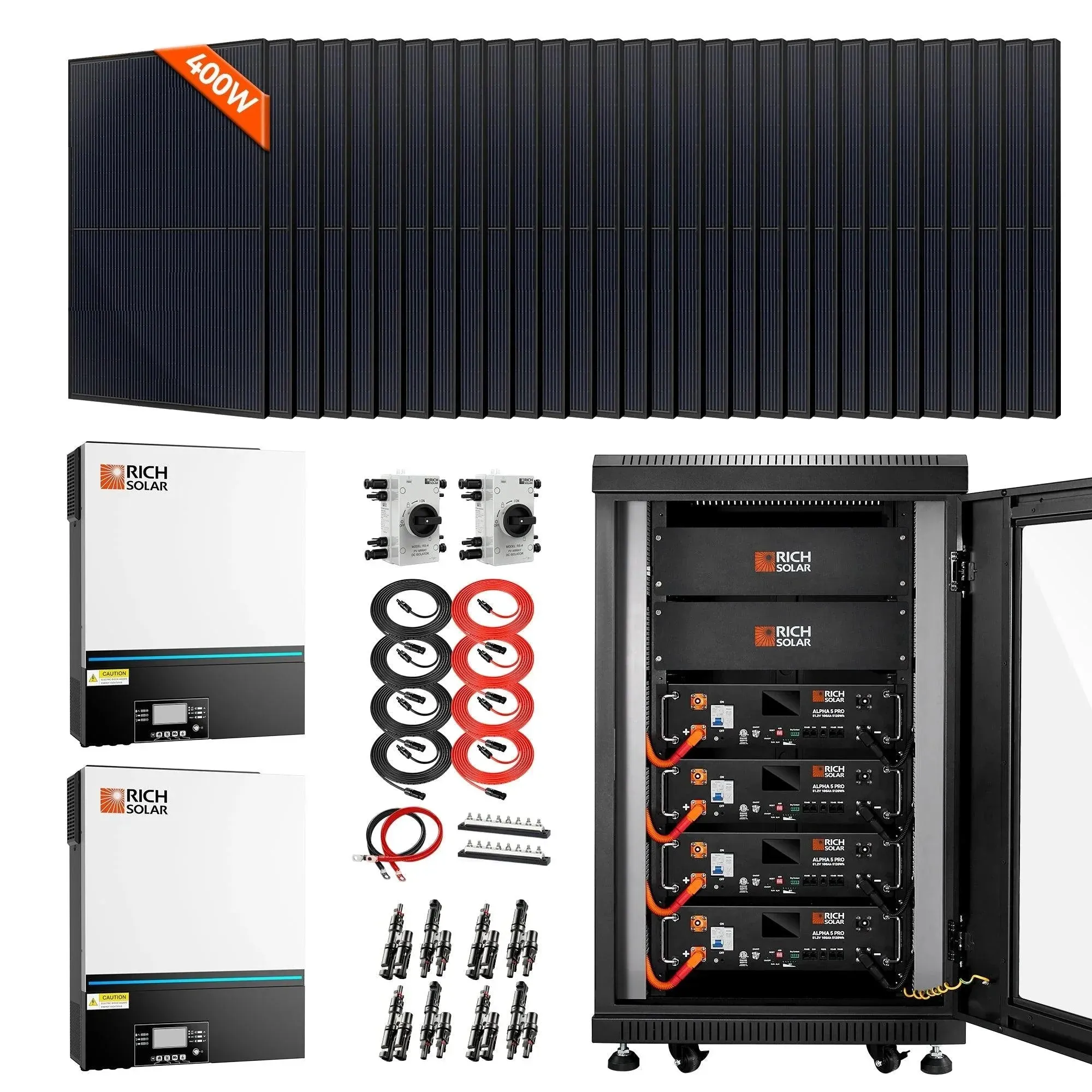 Rich Solar - Complete Off-Grid Solar Kit | 13,000W 120/240V Output | 48VDC