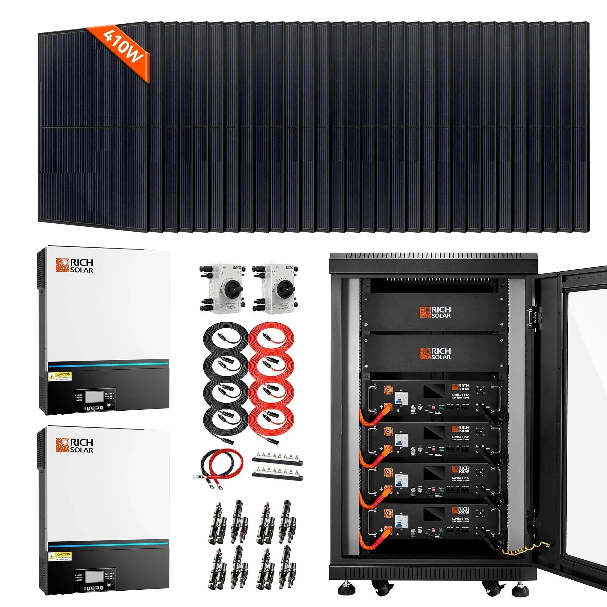 Rich Solar - Complete Off-Grid Solar Kit | 13,000W 120/240V Output | 48VDC