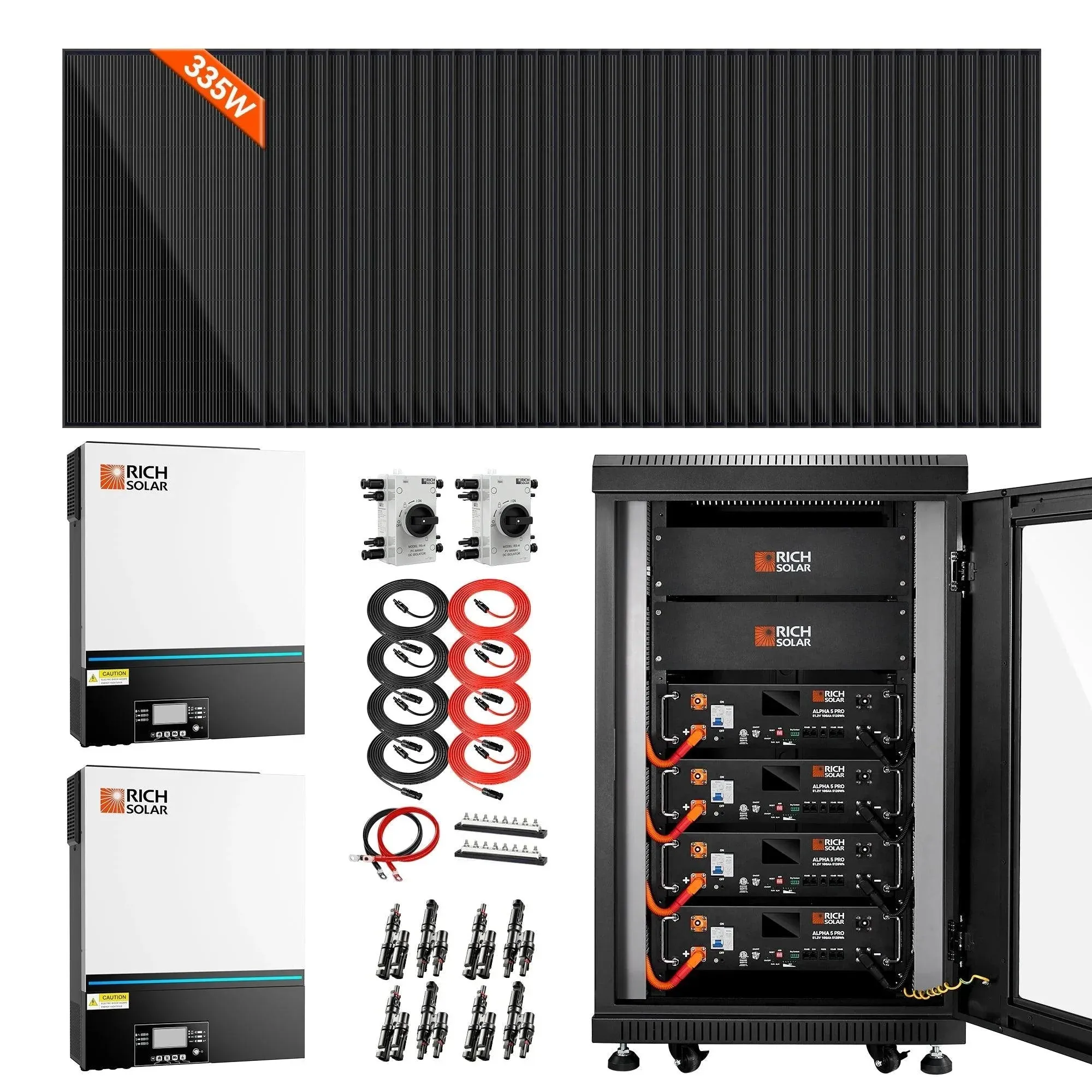 Rich Solar - Complete Off-Grid Solar Kit | 13,000W 120/240V Output | 48VDC