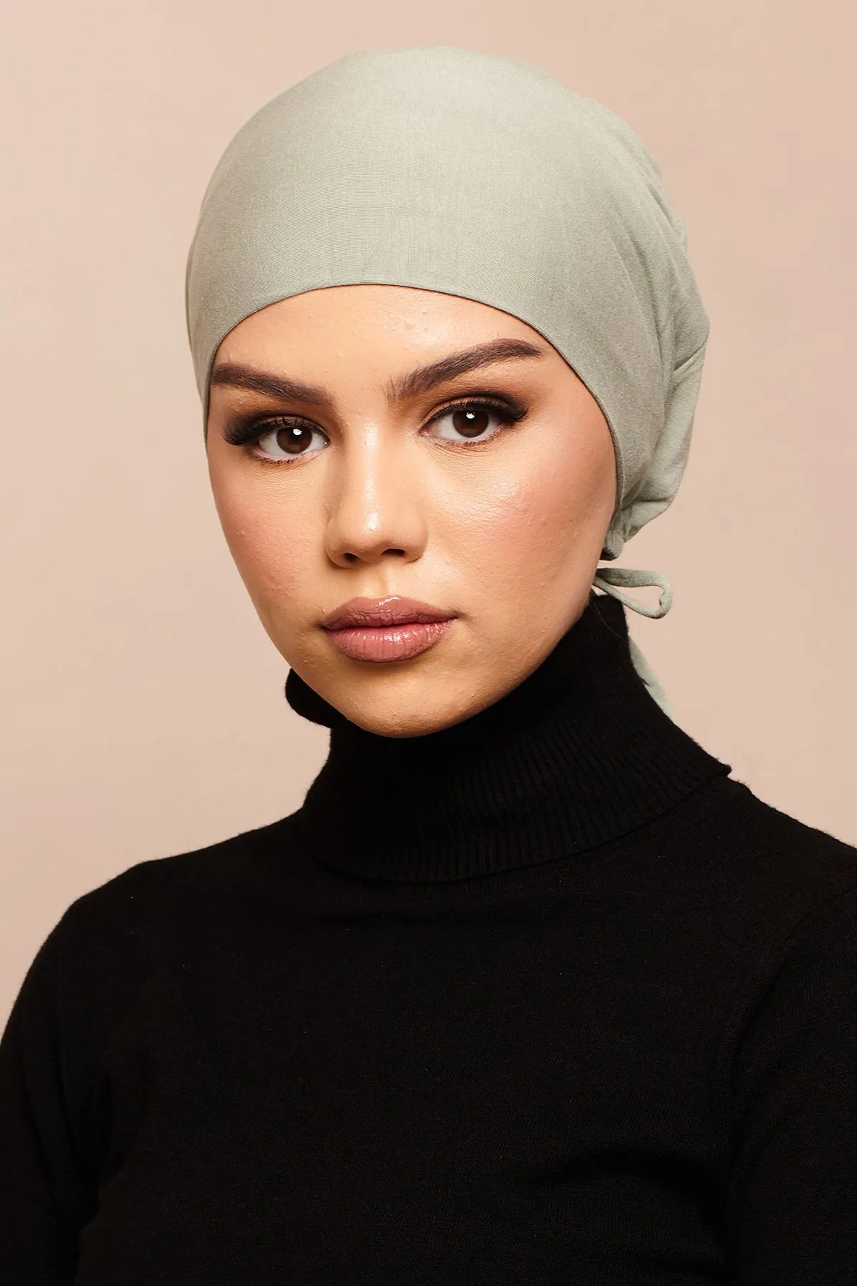 Satin-Blend Shadow Khaki Bamboo Jersey Hijab Cap