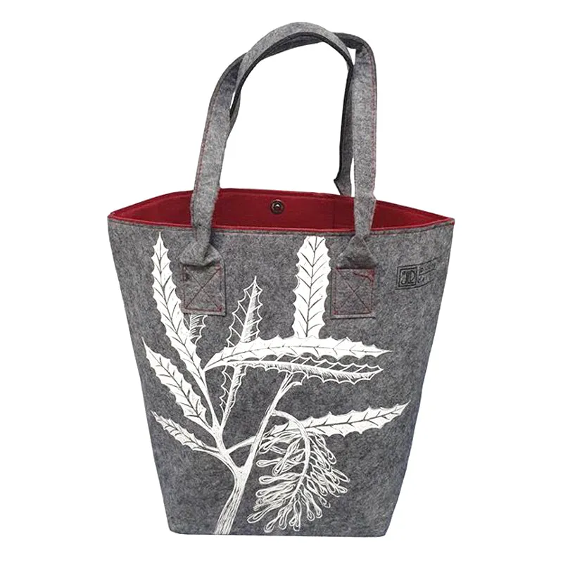 Shoulder Tote Bag - Rewarewa Grey & Burgundy | By Jo Luping