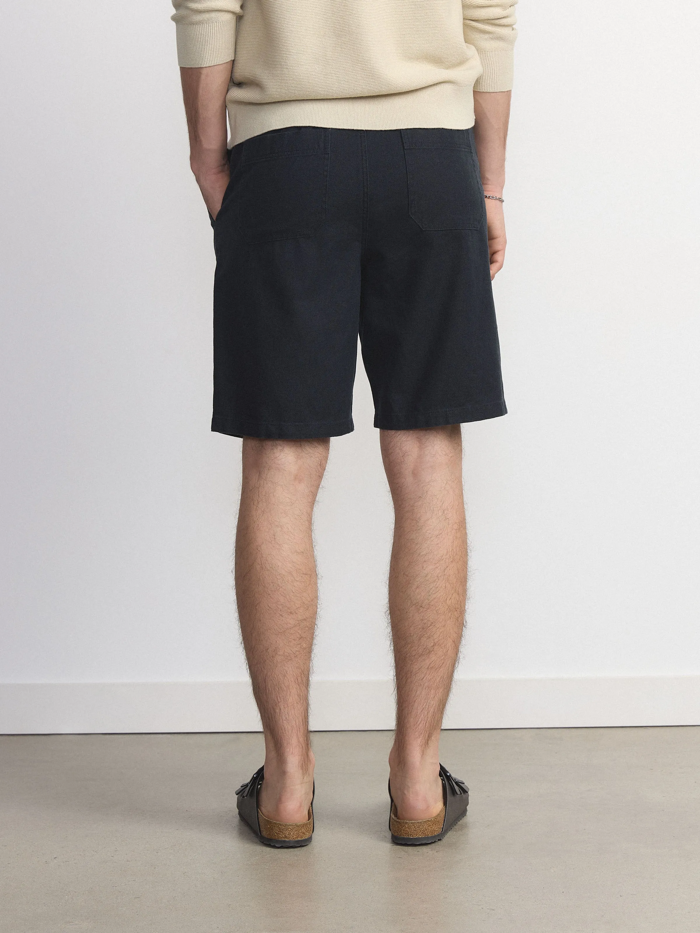 The Joey Straight Canvas Short in Navy