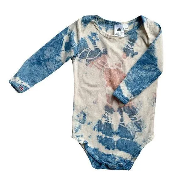 Tie Dye Hemp Baby Short SL Onesie, Indigo