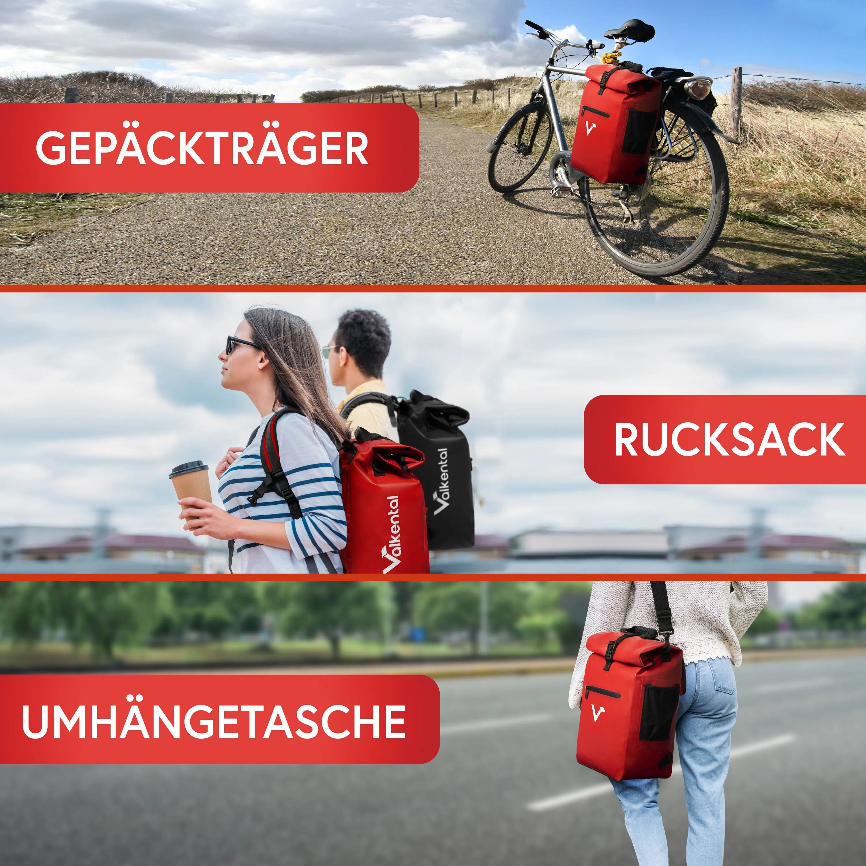 ValkOne 3in1 Fahrradtasche - perfekt für deinen Alltag! | Bundle
