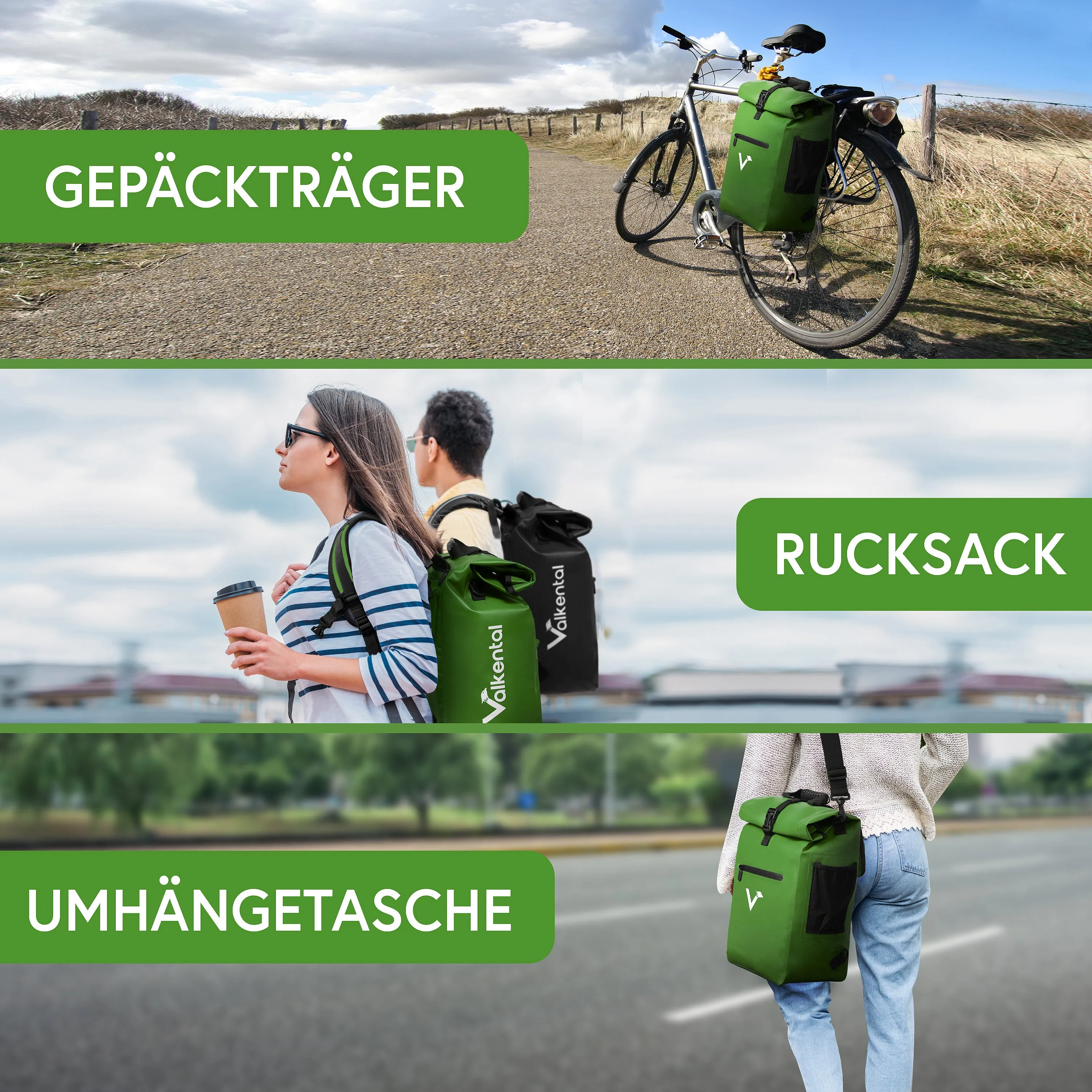 ValkOne 3in1 Fahrradtasche - perfekt für deinen Alltag! | Bundle