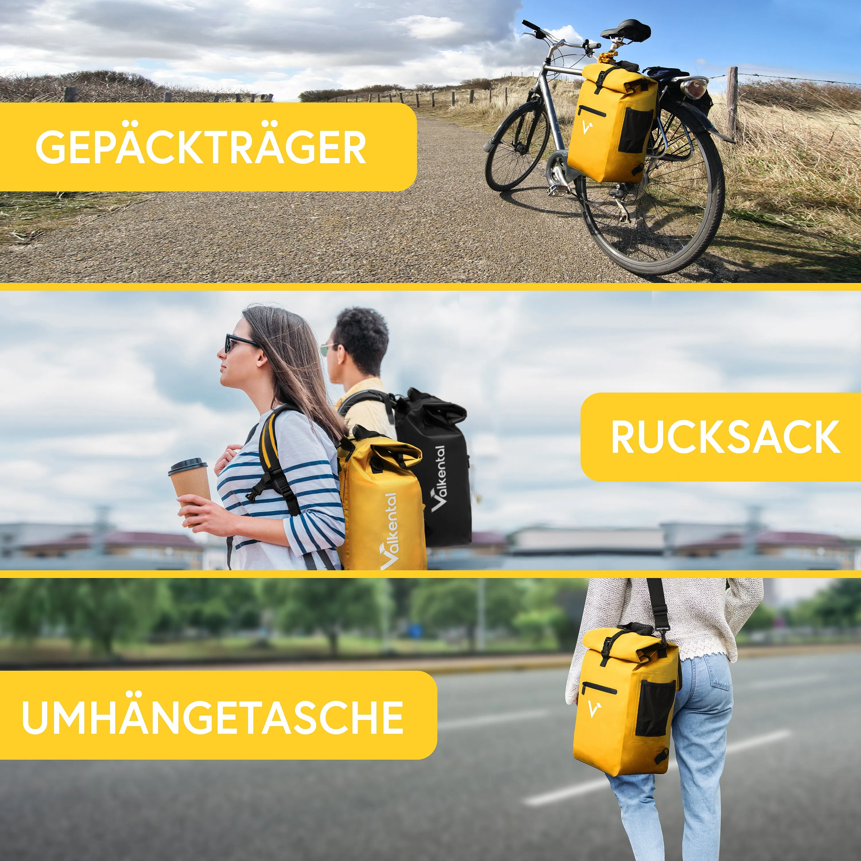 ValkOne 3in1 Fahrradtasche - perfekt für deinen Alltag! | Bundle