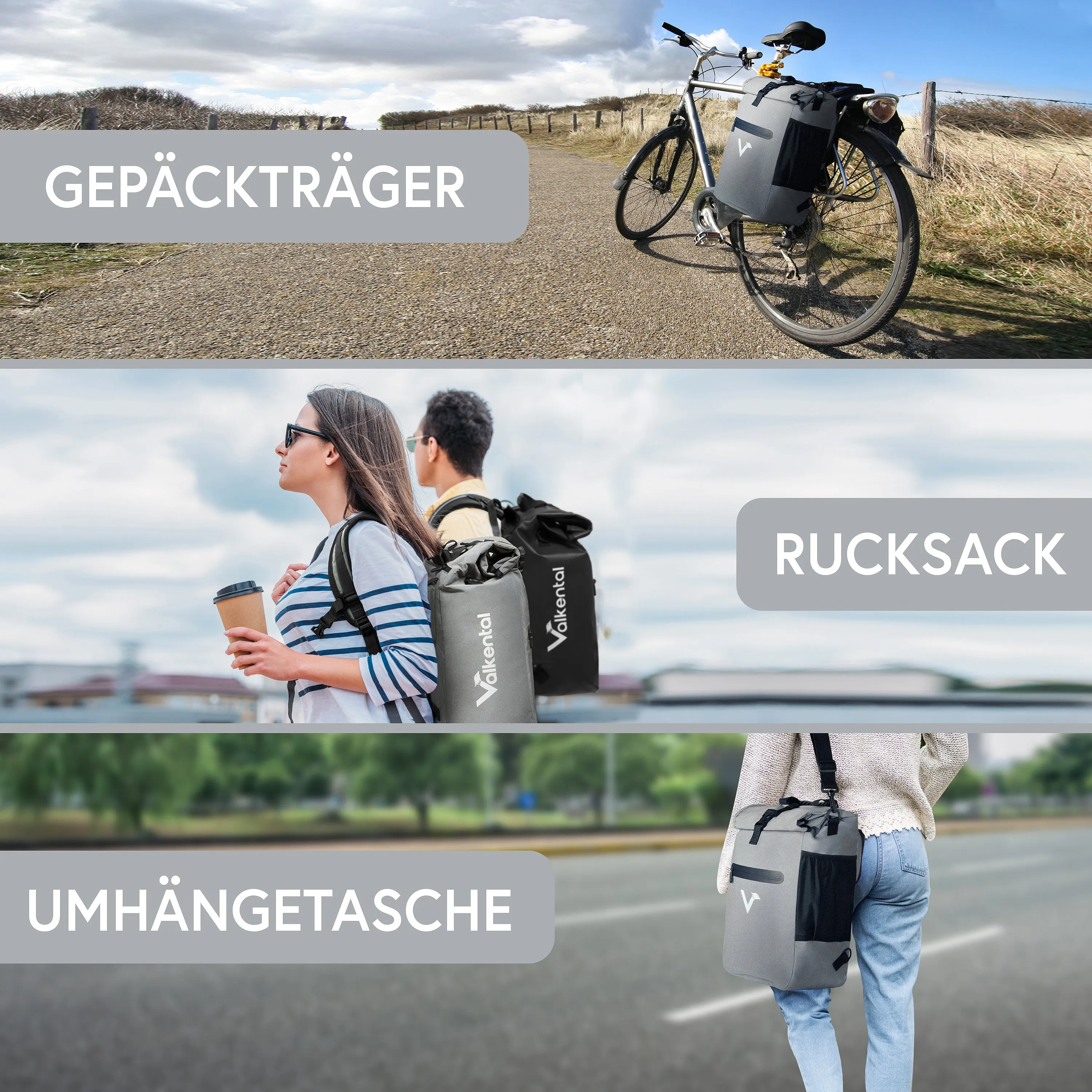 ValkOne 3in1 Fahrradtasche - perfekt für deinen Alltag! | Bundle