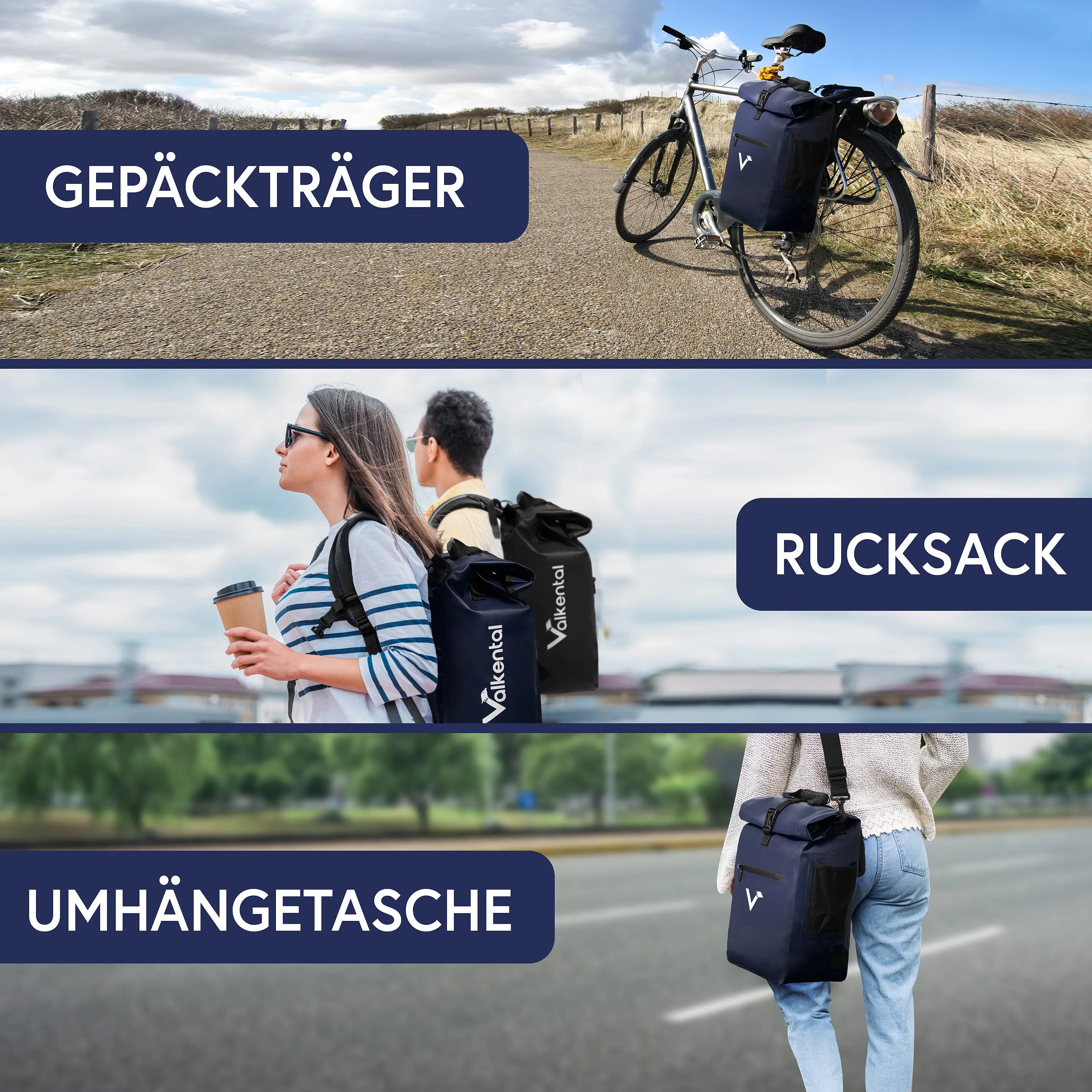 ValkOne 3in1 Fahrradtasche - perfekt für deinen Alltag! | Bundle