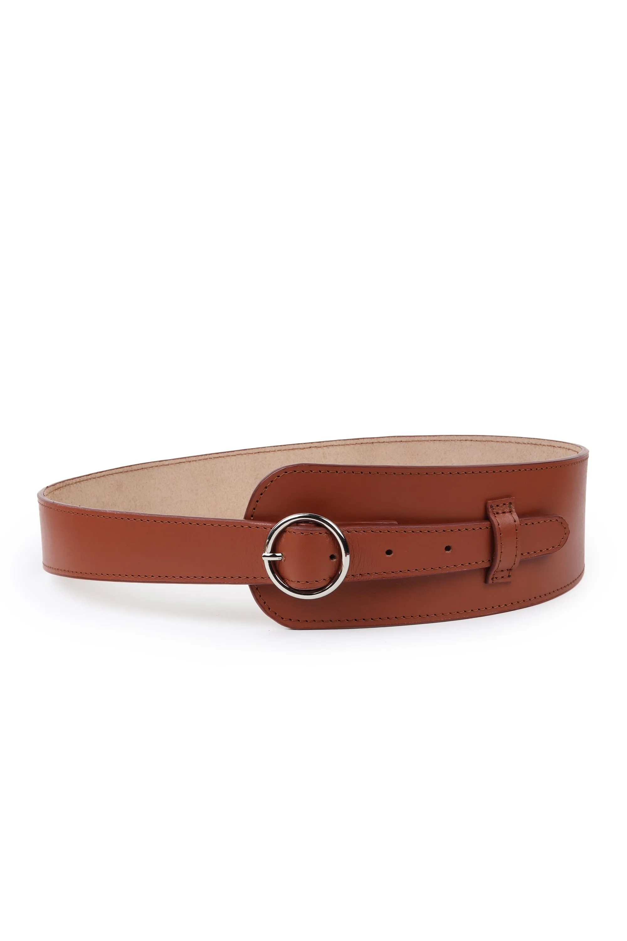 Wide Upcycled Leather Belt Tan